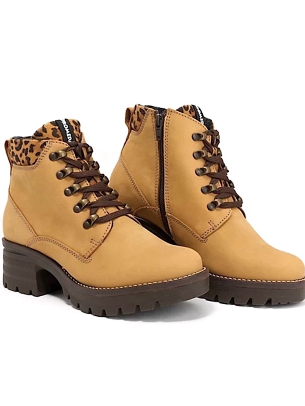 Dromdaris Karlie Ocre/Leopard Booties, Size 37